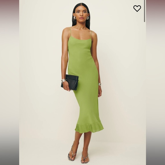 Reformation Suki Midi Dress in Avocado - Picture 1 of 4